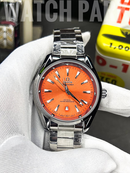 Rich watch - Omega - Seamaster - Aqua Terra Orange edition - Silver chain