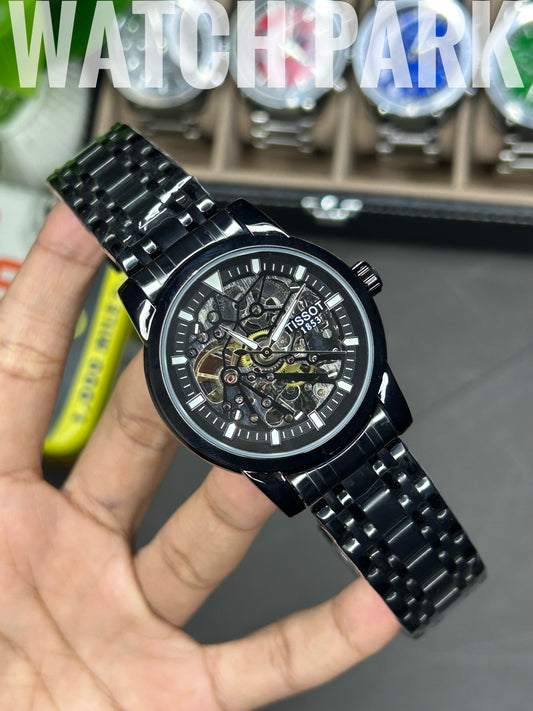 Rich watch - Tissot - Automatic - Black skeleton edition - Black chain