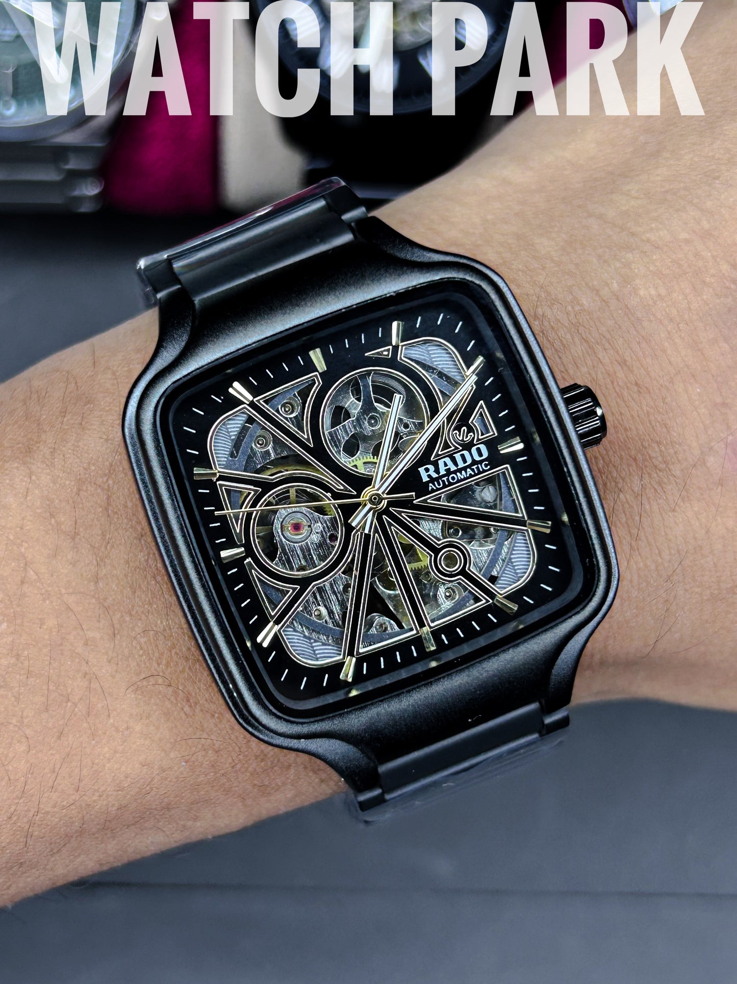 Executive watch - Rado - True Square - Automatic - Black Ceramic Skeleton