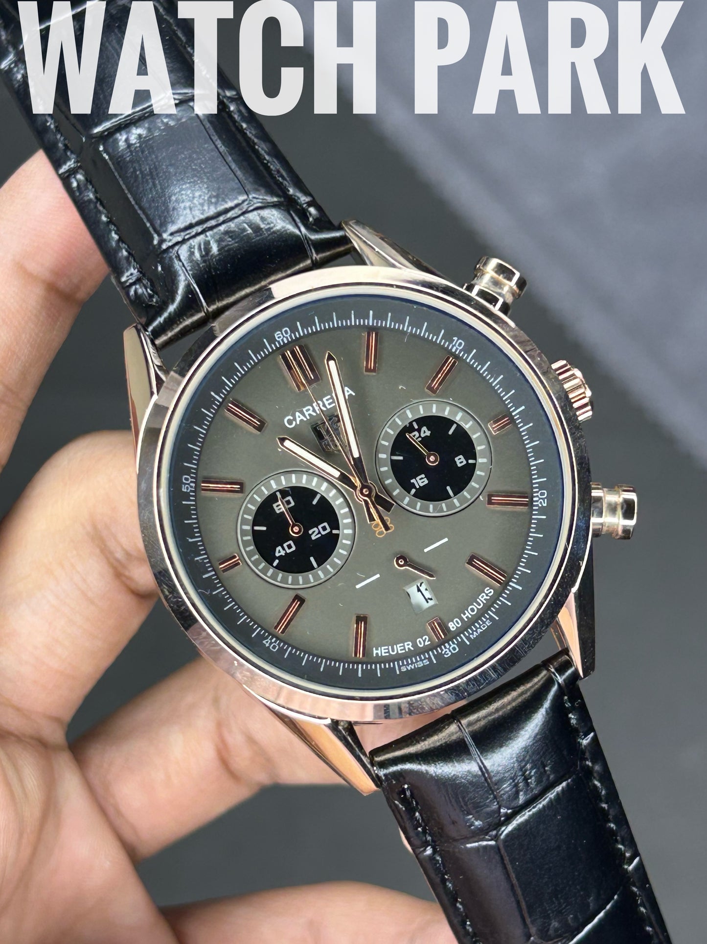 TAG Heuer Carrera - Sunray Grey with Rose Gold - Black belt