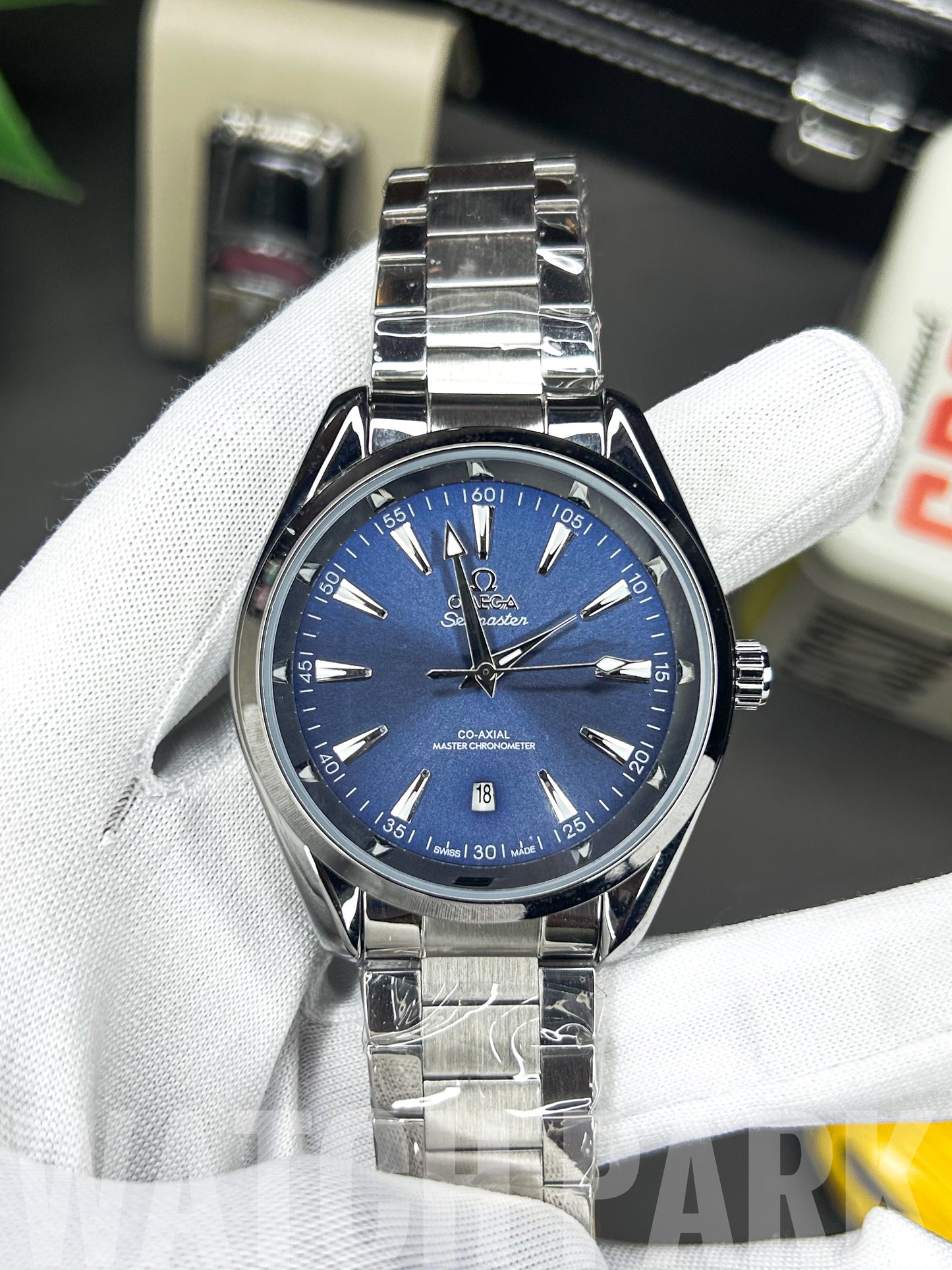 Rich watch - Omega - Seamaster - Aqua Terra Blue edition - Silver chain