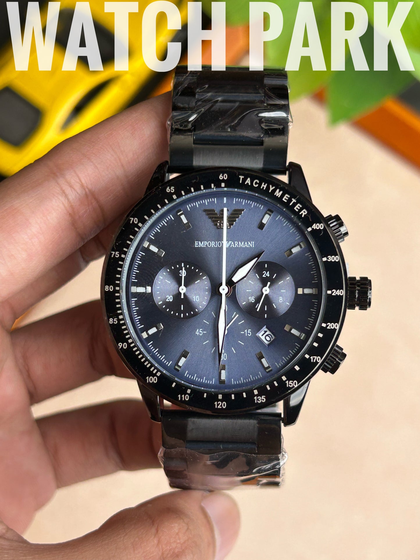 Emporio Armani - Navy Blue dial - Black chain - Chronograph