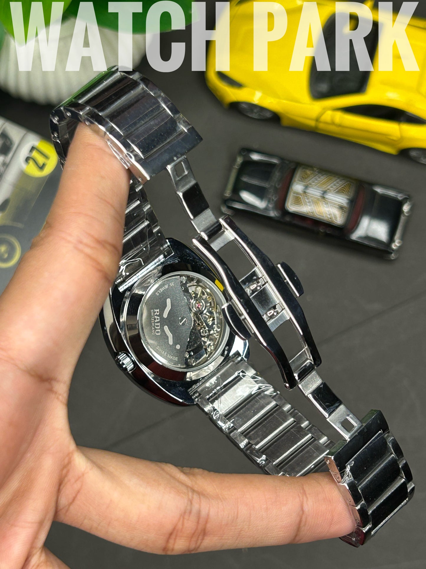 Executive watch - Rado - DiaStar Original Skeleton - Black dial - Silver chain