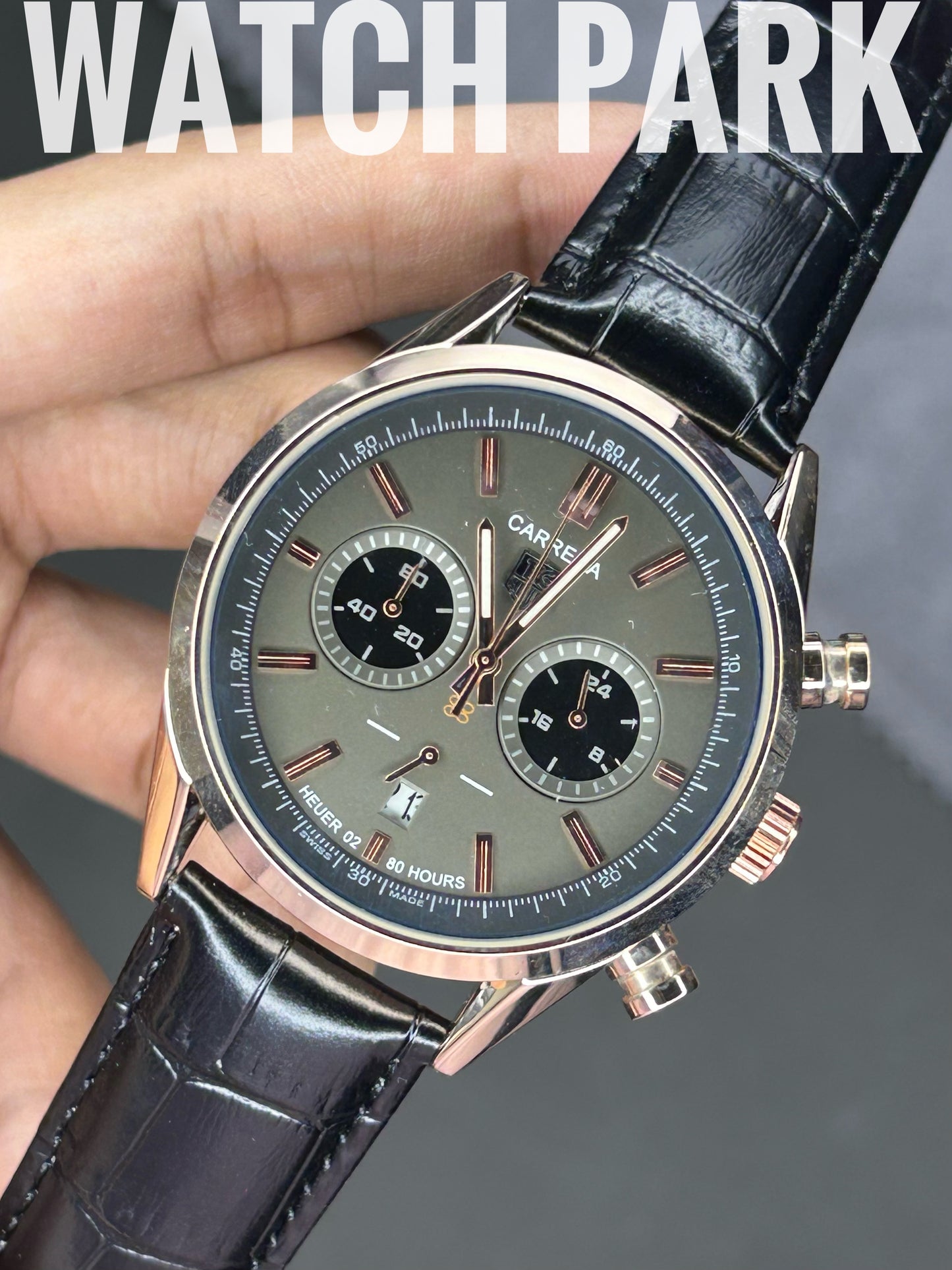 TAG Heuer Carrera - Sunray Grey with Rose Gold - Black belt