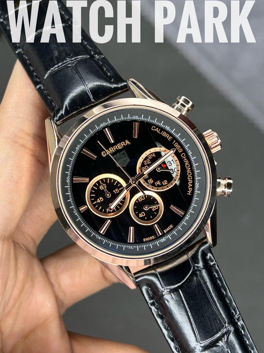 TAG Heuer Carrera - Black with Rose Gold - Black belt