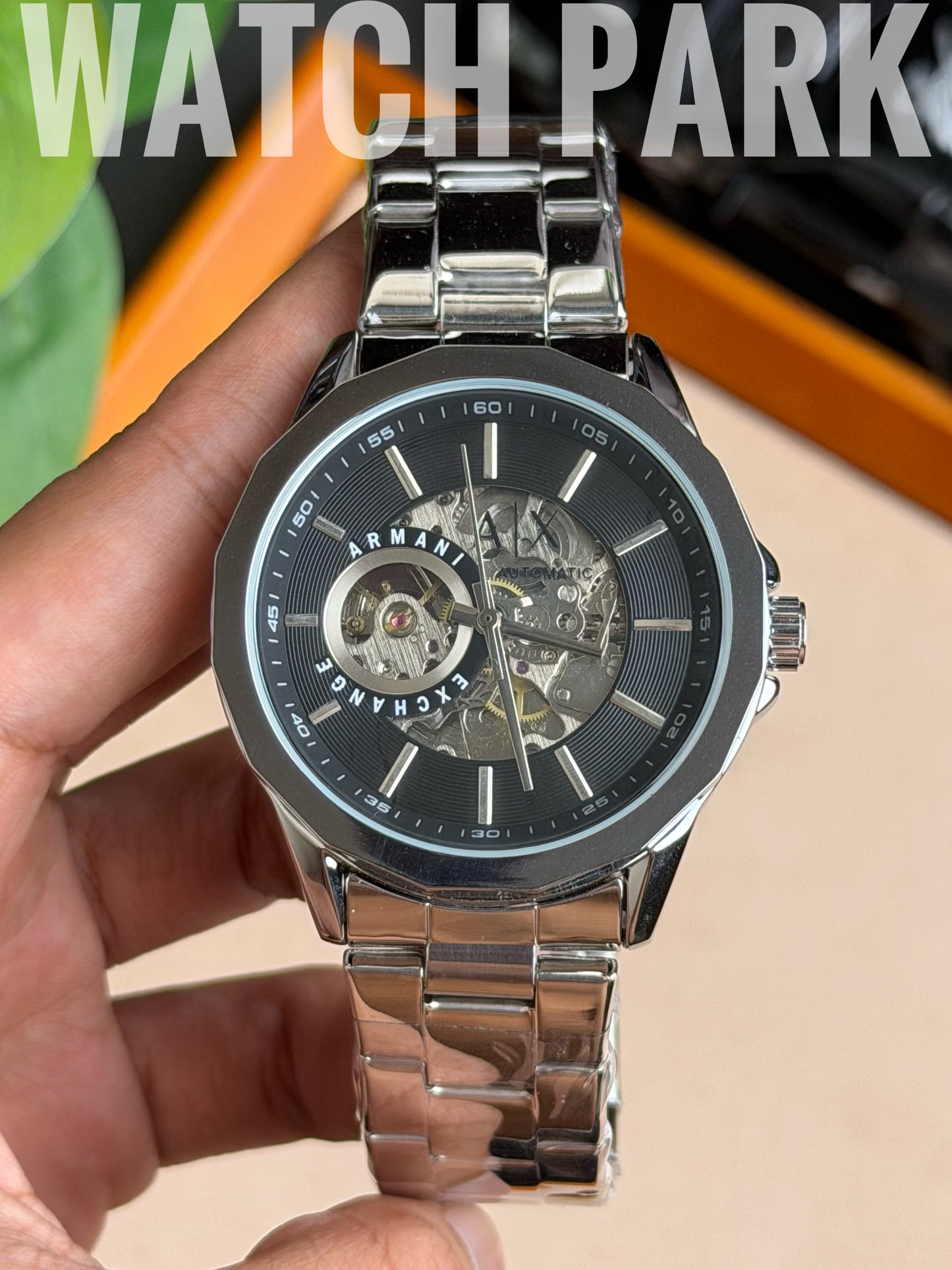 A/X - Automatic Skeleton - Black edition - Silver chain