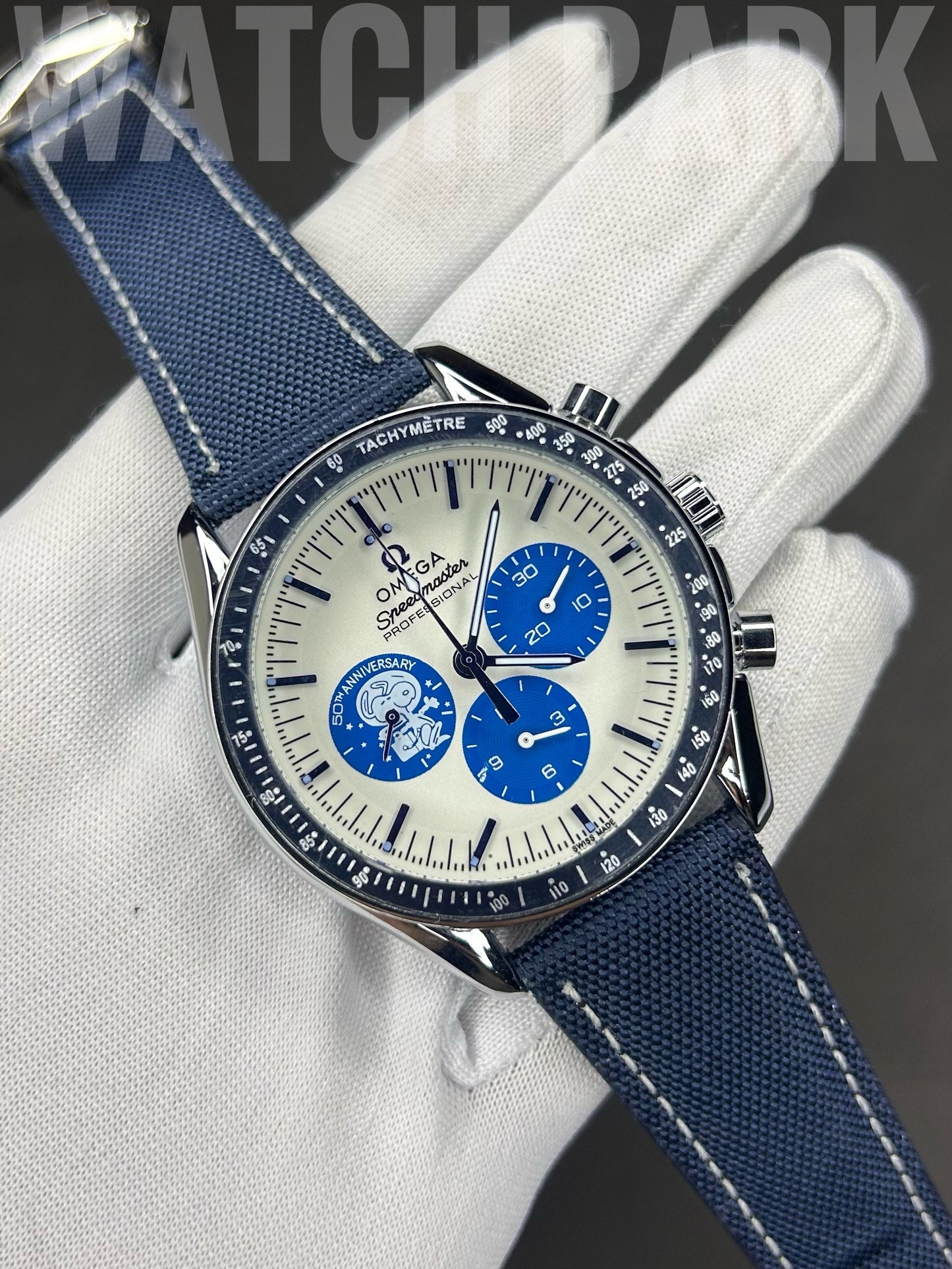 Executive watch - Omega - White edition - Blue strap
