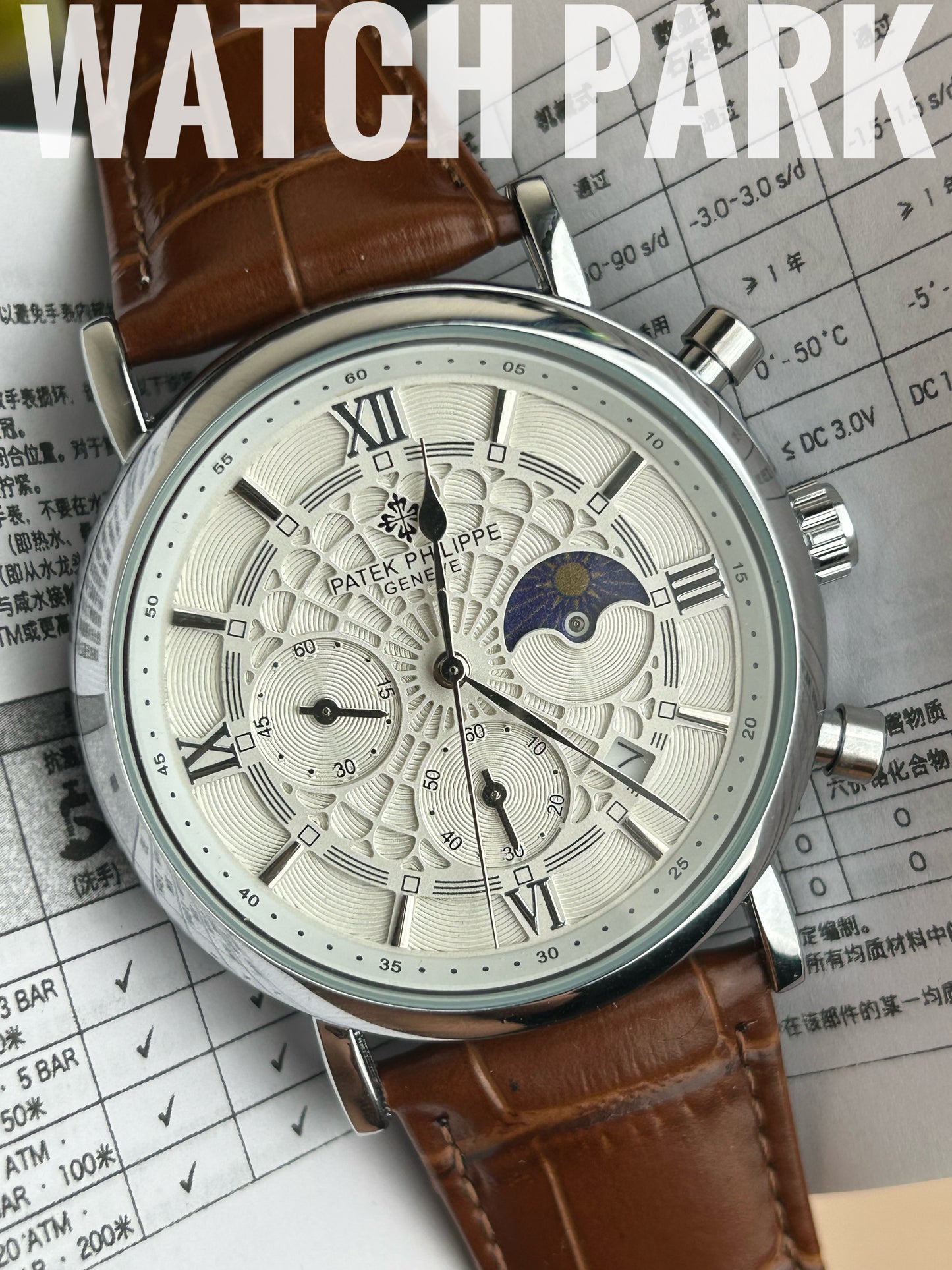 Patek Philippe - Moon phase - White edition - Brown belt