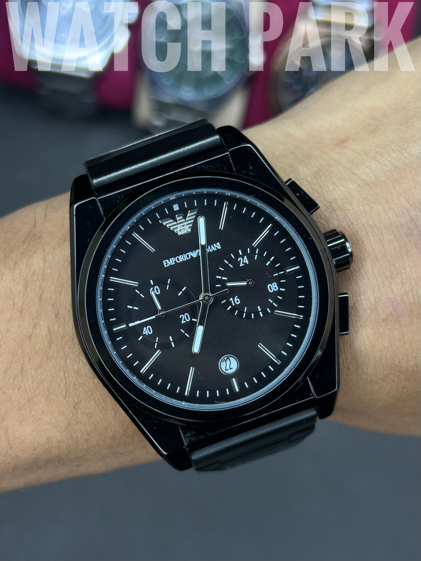 Emporio Armani - Chronograph - Black dial Edition - Black chain