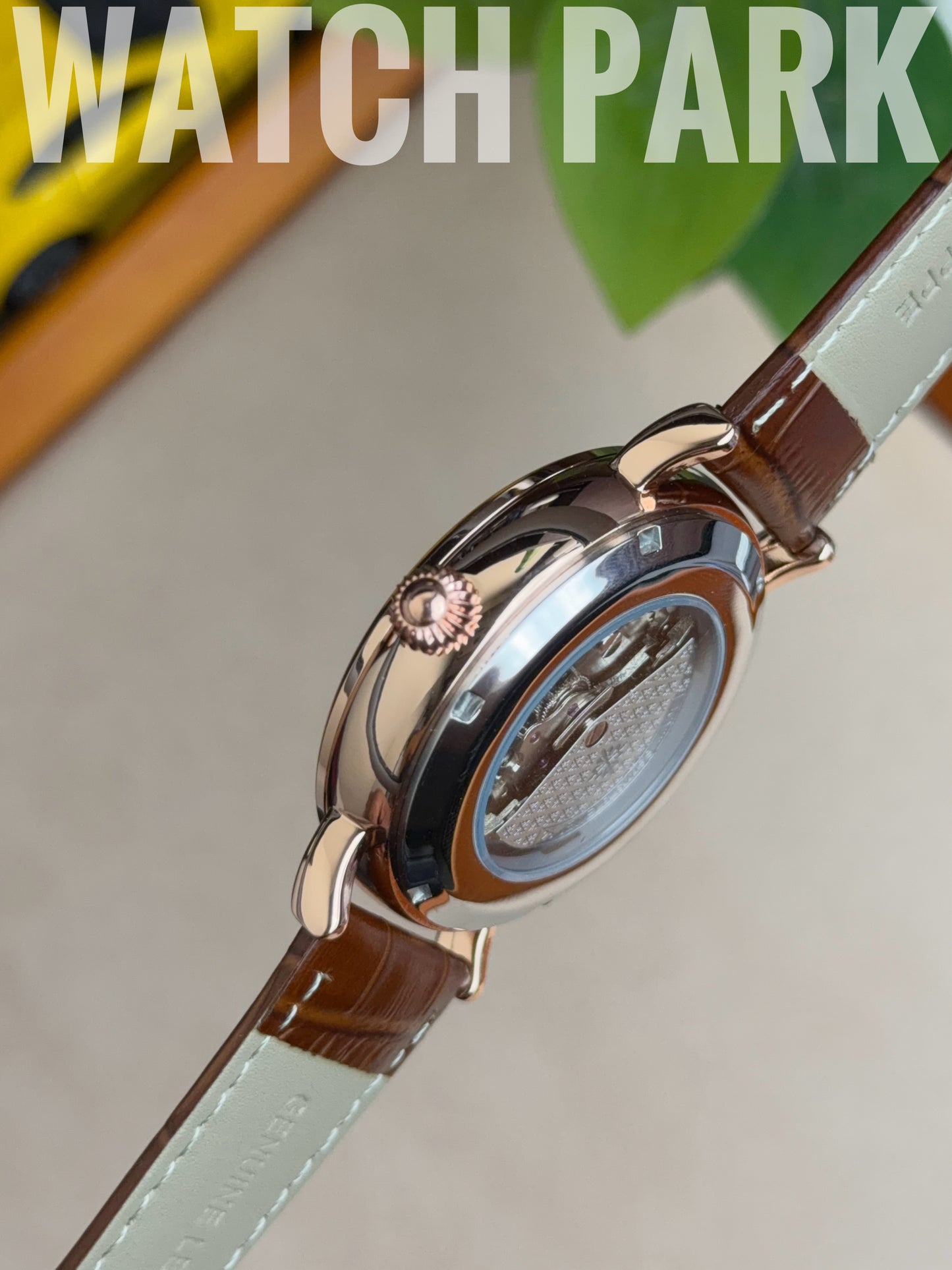 Patek - Skeleton - White edition & Rose Gold - Brown belt - Automatic